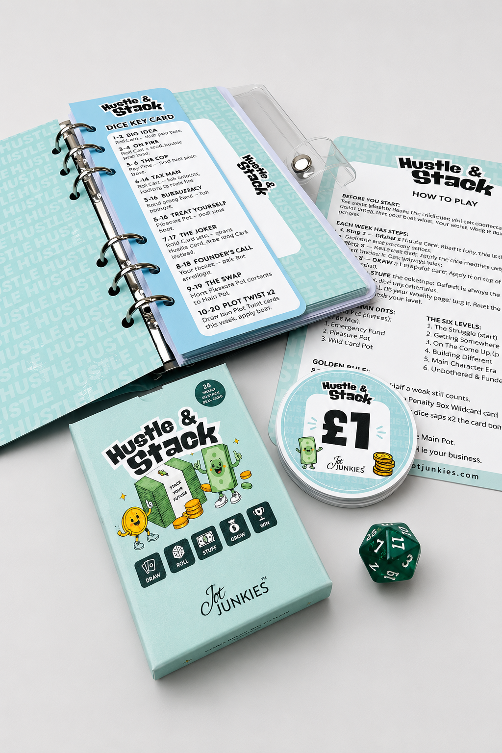 Hustle & Stack | The Cash Stuffing Game for Solopreneurs | 6-Month Savings Challenge Game Kit