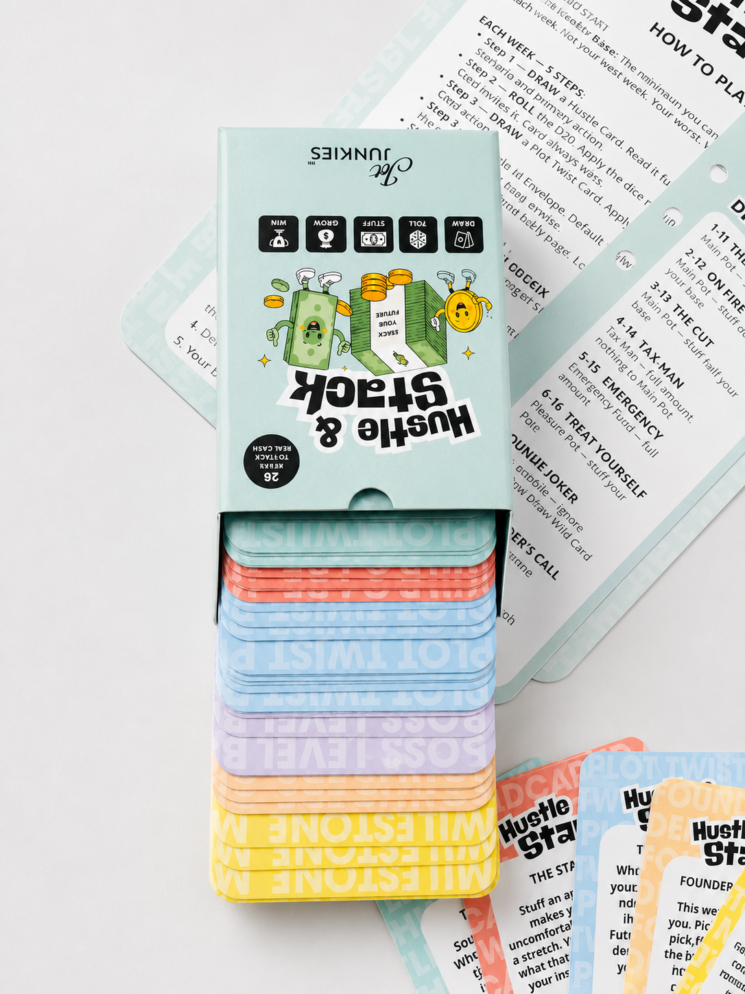 Hustle & Stack | The Cash Stuffing Game for Solopreneurs | 6-Month Savings Challenge Game Kit