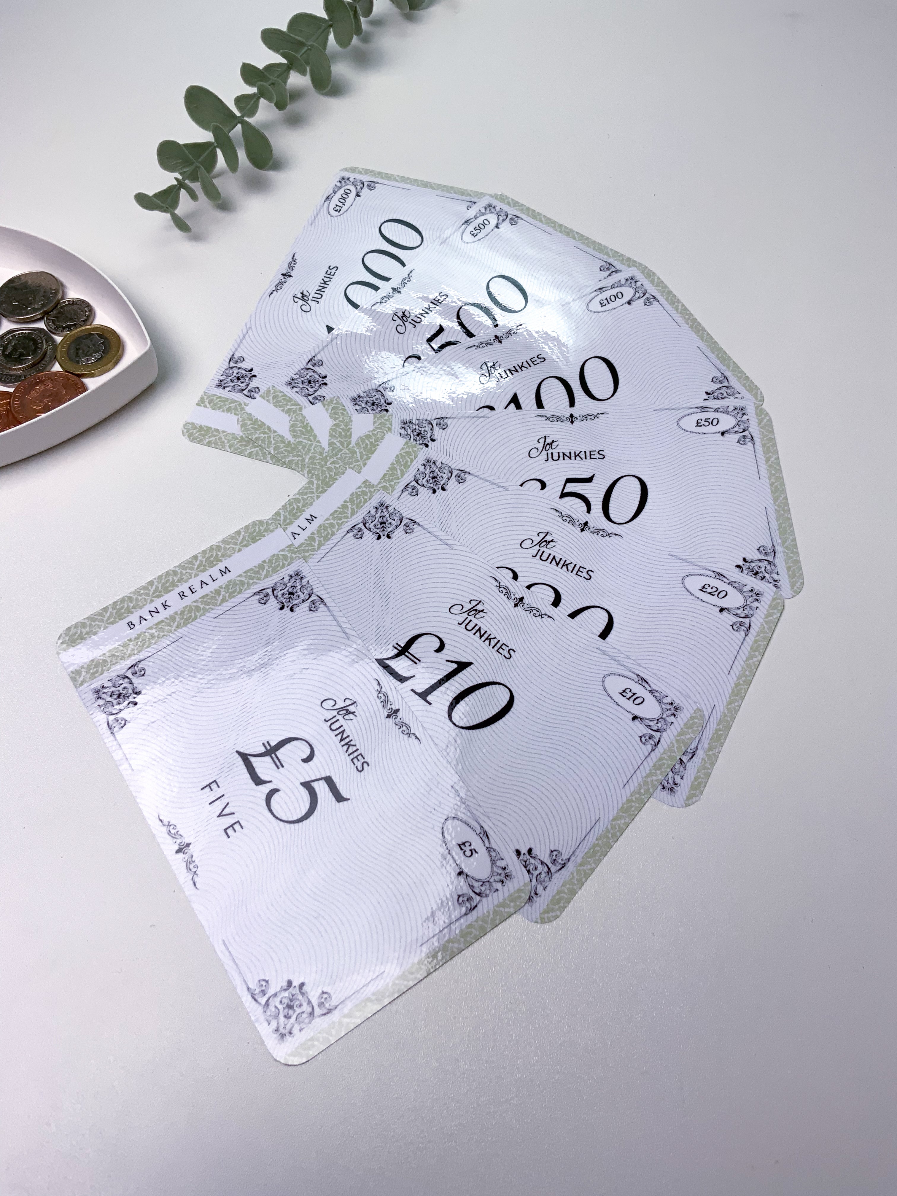 "Bank Realm" Money Markers (50 Pack) - Placeholder for Your Savings