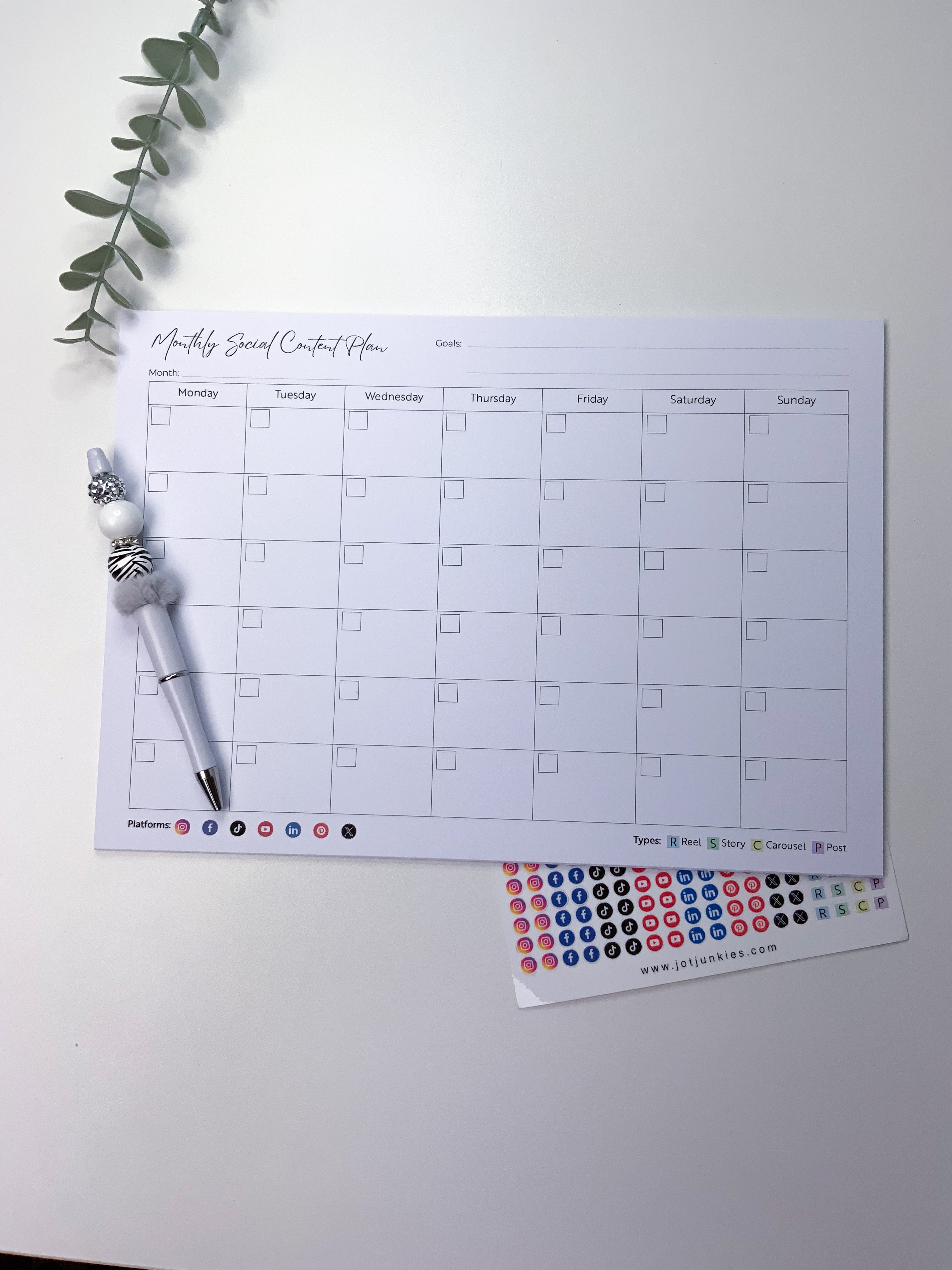 24-Page Social Media Content Plan Notepad: Plan a Month in Minutes
