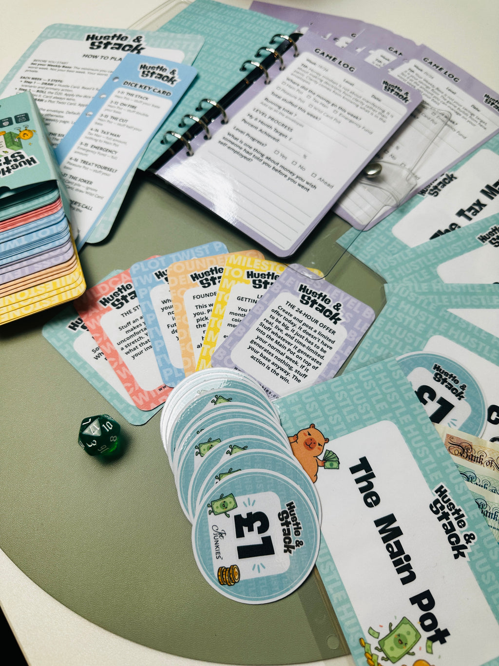 Hustle & Stack | The Cash Stuffing Game for Solopreneurs | 6-Month Savings Challenge Game Kit