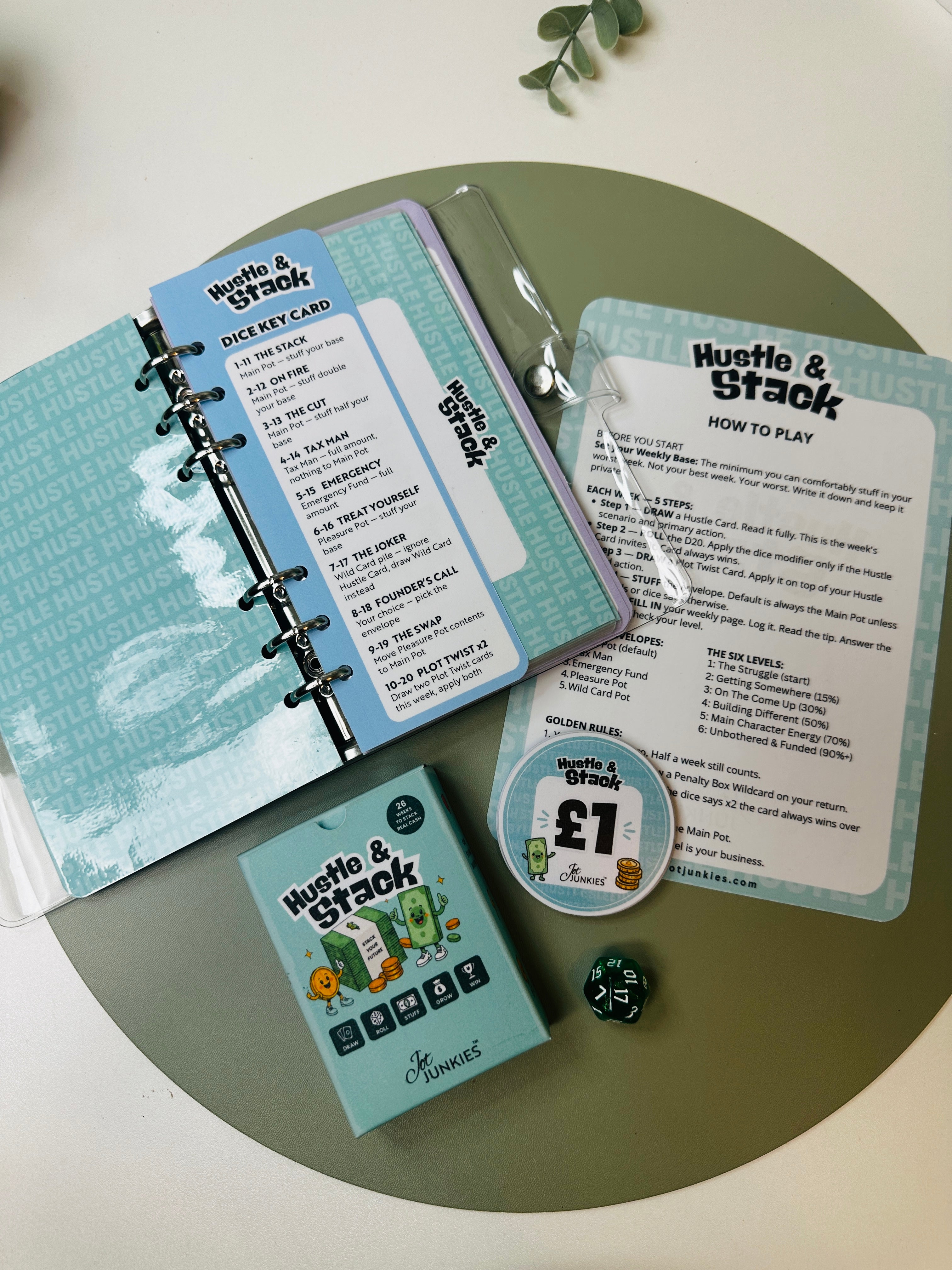 Hustle & Stack | The Cash Stuffing Game for Solopreneurs | 6-Month Savings Challenge Game Kit